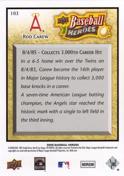 2008 Upper Deck Baseball Heroes #103 Rod Carew Back