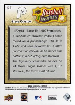 2008 Upper Deck Baseball Heroes #139 Steve Carlton Back