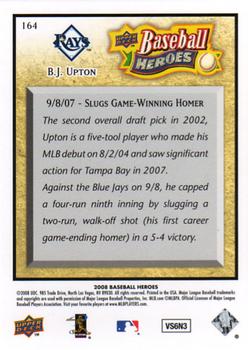 2008 Upper Deck Baseball Heroes #164 B.J. Upton Back