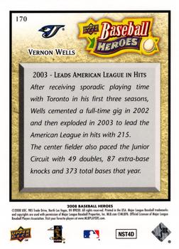 2008 Upper Deck Baseball Heroes #170 Vernon Wells Back