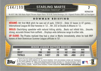 2013 Bowman Chrome - Purple Refractors #7 Starling Marte Back
