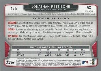 2013 Bowman Chrome - Red Refractors #62 Jonathan Pettibone Back