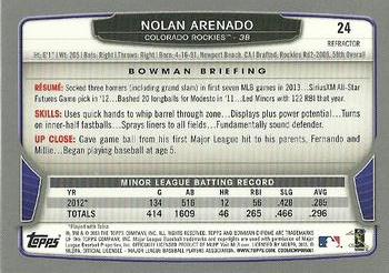 2013 Bowman Chrome - Refractors #24 Nolan Arenado Back