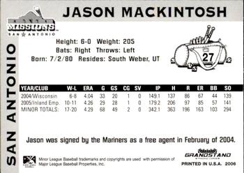 2006 Grandstand San Antonio Missions #20 Jason Mackintosh Back