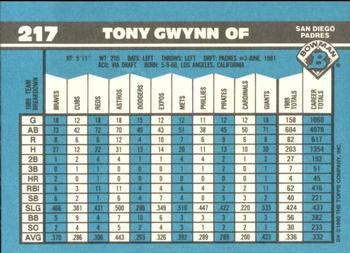 1990 Bowman - Limited Edition (Tiffany) #217 Tony Gwynn Back
