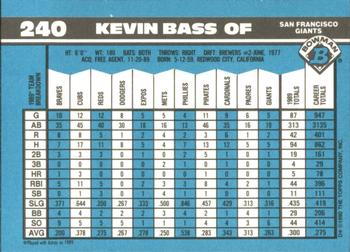 1990 Bowman - Limited Edition (Tiffany) #240 Kevin Bass Back