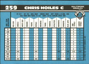 1990 Bowman - Limited Edition (Tiffany) #259 Chris Hoiles Back