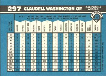 1990 Bowman - Limited Edition (Tiffany) #297 Claudell Washington Back