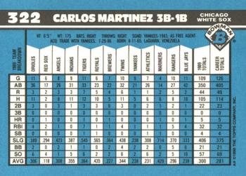 1990 Bowman - Limited Edition (Tiffany) #322 Carlos Martinez Back