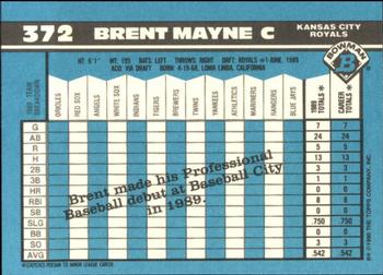 1990 Bowman - Limited Edition (Tiffany) #372 Brent Mayne Back