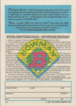 1990 Bowman - Sweepstakes (Tiffany) #NNO Robin Yount Back