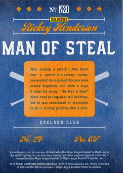 2013 Panini Hometown Heroes - Nicknames #N20 Rickey Henderson Back