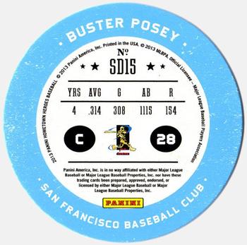 2013 Panini Hometown Heroes - Sport Discs #SD15 Buster Posey Back
