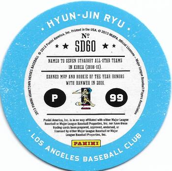 2013 Panini Hometown Heroes - Sport Discs #SD60 Hyun-Jin Ryu Back