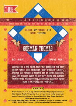 2013 Panini Hometown Heroes - States #109 Gorman Thomas Back