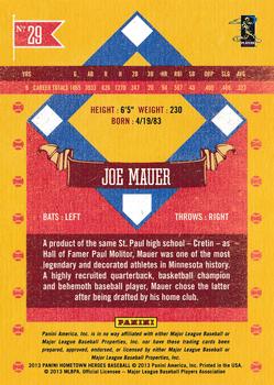 2013 Panini Hometown Heroes - States #29 Joe Mauer Back