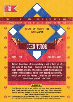 2013 Panini Hometown Heroes - Zip Code #31 John Tudor Back