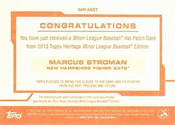 2013 Topps Heritage Minor League - Manufactured Commemorative Hat Logo Patches #MP-MST Marcus Stroman Back