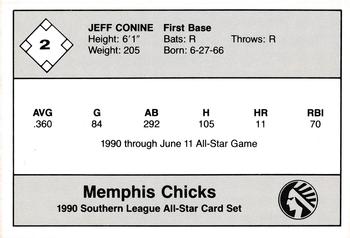 1990 Jennings Southern League All-Stars #2 Jeff Conine Back