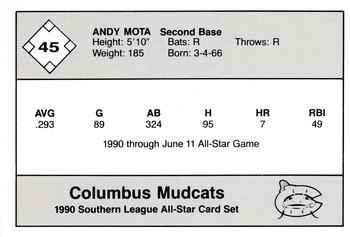 1990 Jennings Southern League All-Stars #45 Andy Mota Back