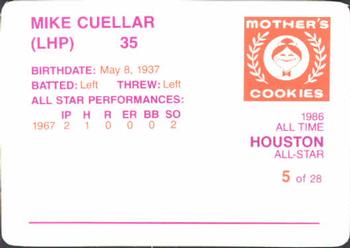 1986 Mother's Cookies Houston Astros #5 Mike Cuellar Back