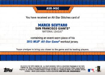 2013 Topps Update - All-Star Stitches #ASR-MSC Marco Scutaro Back