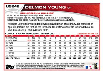 2013 Topps Update - Emerald #US242 Delmon Young Back