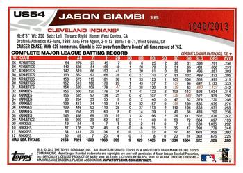 2013 Topps Update - Gold #US54 Jason Giambi Back