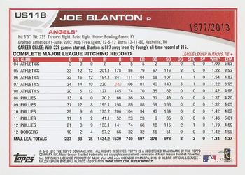 2013 Topps Update - Gold #US118 Joe Blanton Back