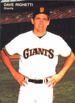1992 Mother's Cookies San Francisco Giants #8 Dave Righetti Front