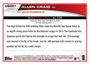 2013 Topps Update - Blue #US221 Allen Craig Back