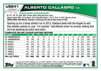 2013 Topps Update - Red #US241 Alberto Callaspo Back