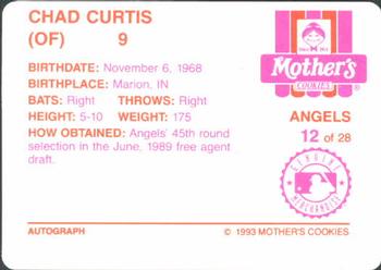 1993 Mother's Cookies California Angels #12 Chad Curtis Back