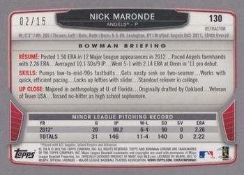 2013 Bowman Chrome - Black Refractors #130 Nick Maronde Back