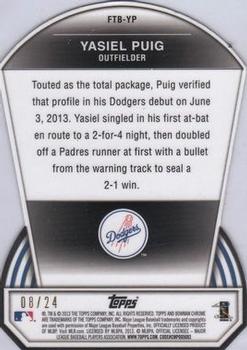 2013 Bowman Chrome - Fit the Bill X-Fractors #FTB-YP Yasiel Puig Back