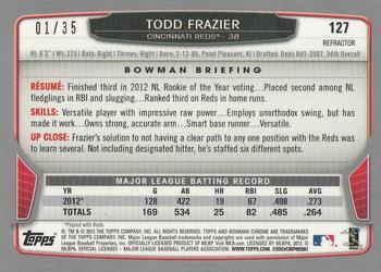 2013 Bowman Chrome - Magenta Refractors #127 Todd Frazier Back