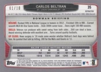 2013 Bowman Chrome - Yellow Refractors #35 Carlos Beltran Back