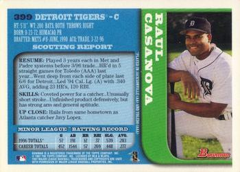 1997 Bowman #399 Raul Casanova Back