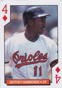 1994 Bicycle Baltimore Orioles Playing Cards #4♦ Jeffrey Hammonds Front