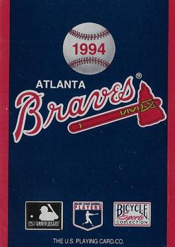 1994 Bicycle Atlanta Braves Playing Cards #8♠ Greg Maddux Back