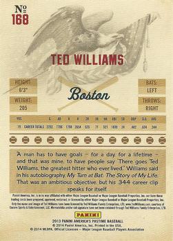 2013 Panini America's Pastime #168 Ted Williams Back