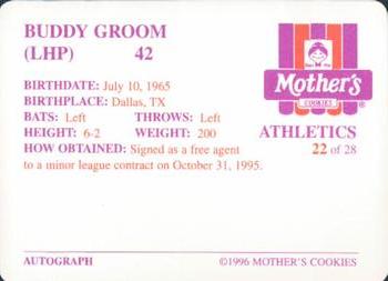1996 Mother's Cookies Oakland Athletics #22 Buddy Groom Back