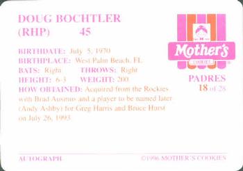 1996 Mother's Cookies San Diego Padres #18 Doug Bochtler Back