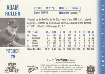2003 MultiAd Trenton Thunder #11 Adam Roller Back