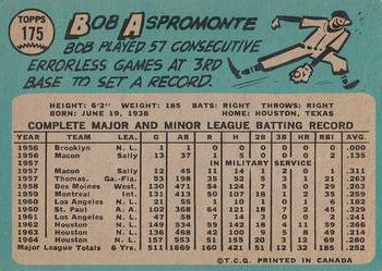 1965 O-Pee-Chee #175 Bob Aspromonte Back