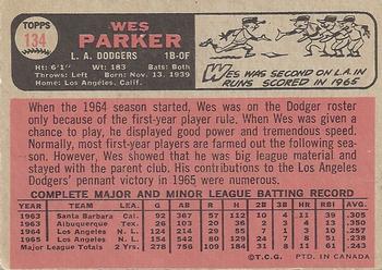 1966 O-Pee-Chee #134 Wes Parker Back