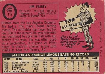 1969 O-Pee-Chee #117 Jim Fairey Back