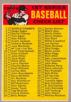 1970 O-Pee-Chee #9 1st Series Checklist: 1-132 Front