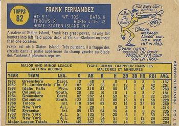 1970 O-Pee-Chee #82 Frank Fernandez Back