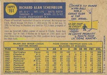 1970 O-Pee-Chee #161 Richie Scheinblum Back